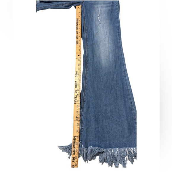 Flared frayed Womens Jeans M 8 10 Distressed Grunge Hippie bell bottom wide leg - Picture 8 of 8